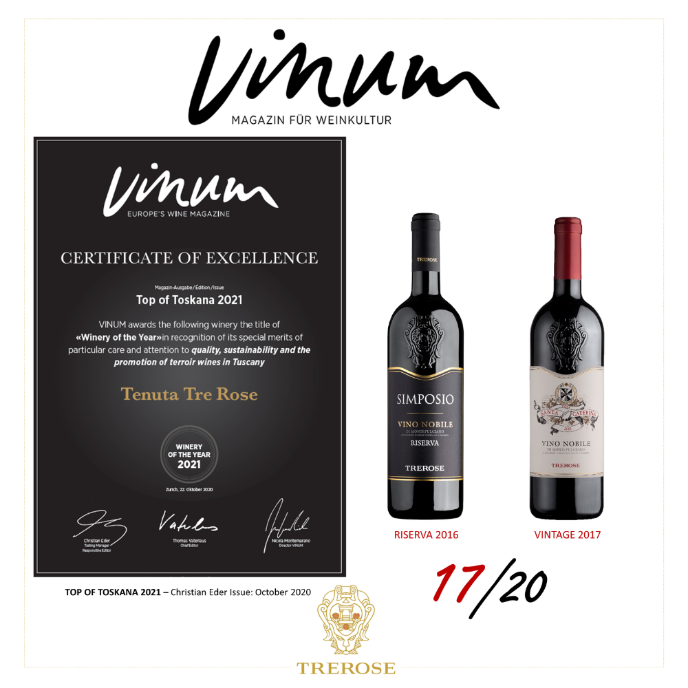 Trerose è Winery of the Year per Vinum 